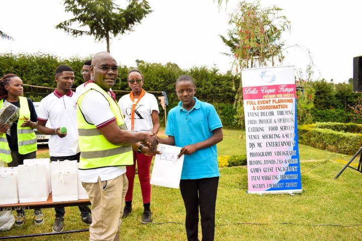Children receiving new clothes